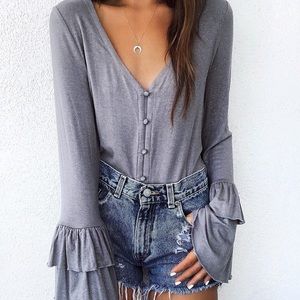 NWT Chaser Tiered Peplum Glitter Bodysuit